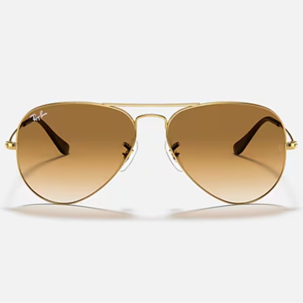 Ray-Ban Gold Frame Sunglasses with Gradient Brown Lenses